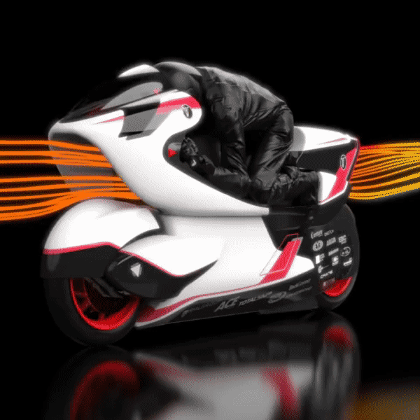 E-motorbike with hole through the middle: 69% drag reduction