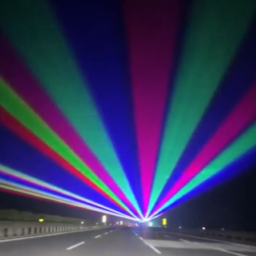 Laser light show in action on Qingdao–Yinchuan Expressway. Credit: @gunsnrosesgirl3
