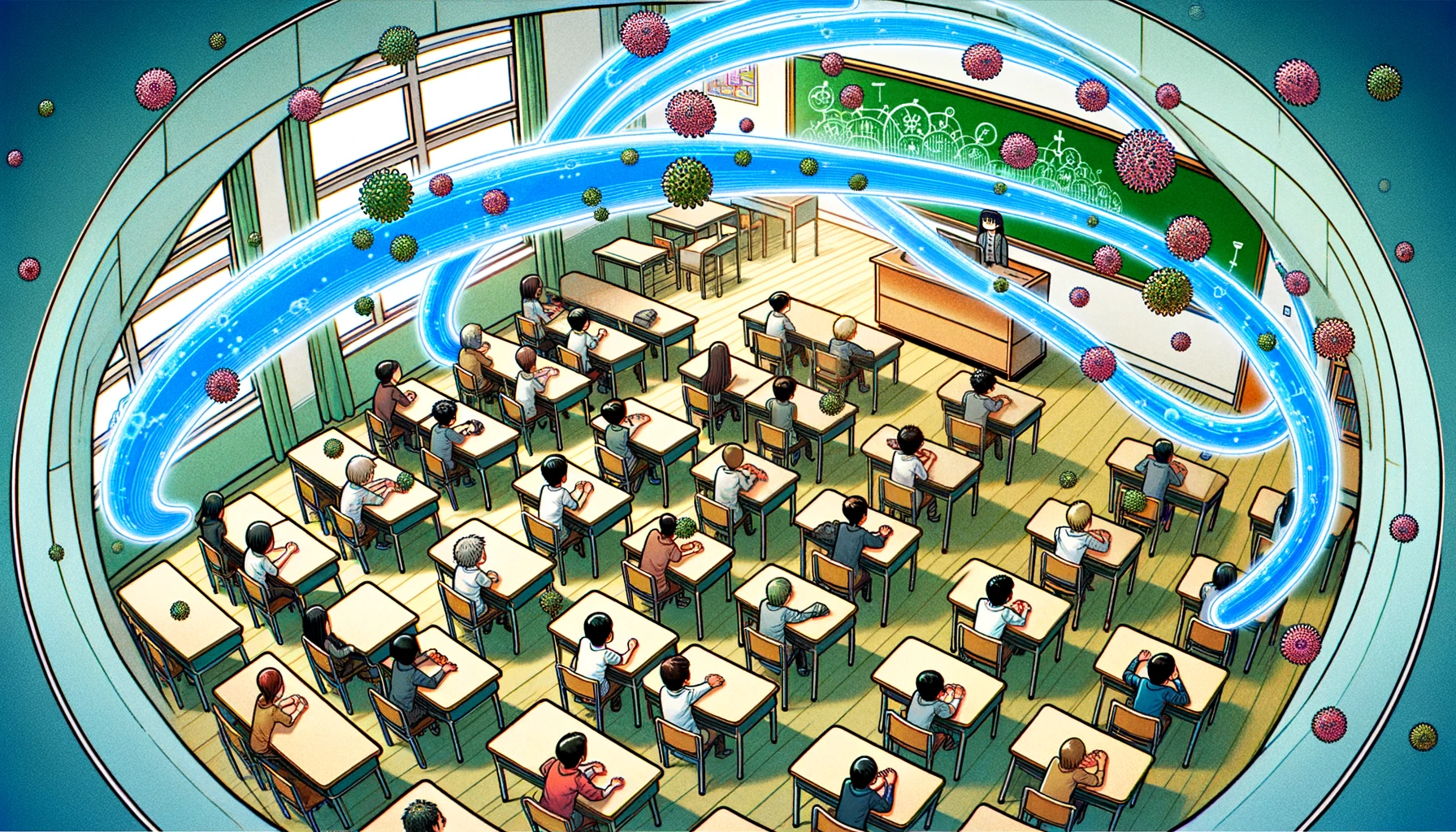 Airflow dynamics scrub classroom air