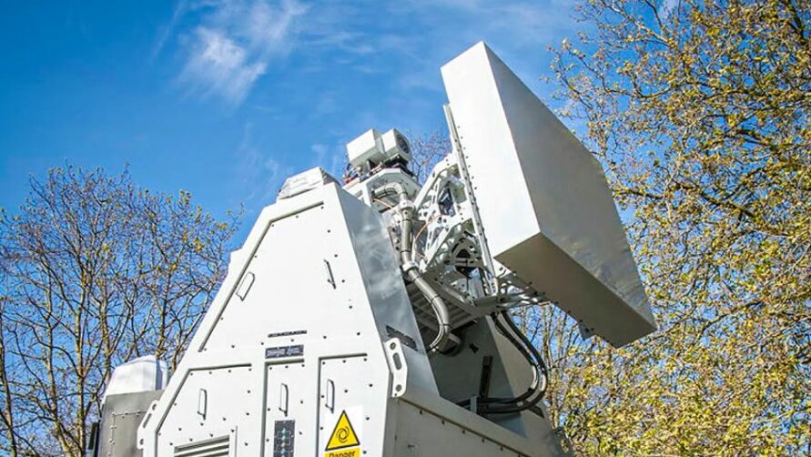 Directed energy weapon for taking down drone swarms