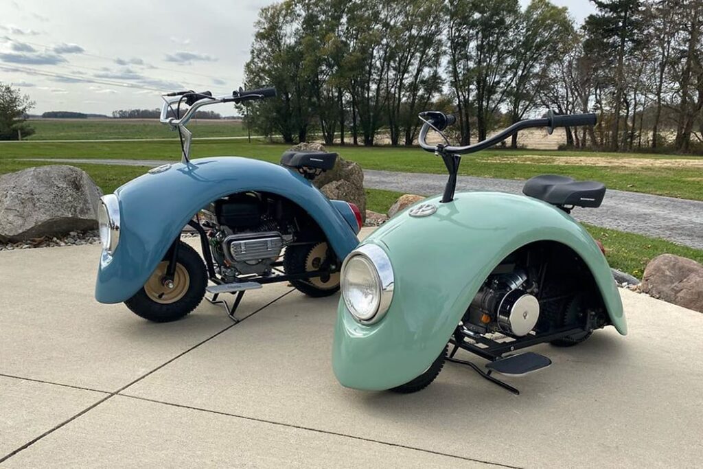 Volkspod Mini motorbike fashioned from old VW Beetle fender Superinnovators