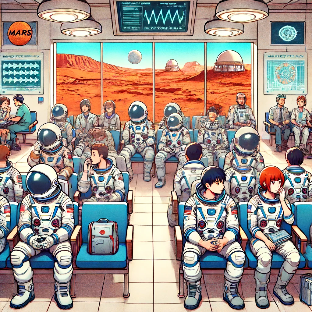 Illustration by Superinnovators x AI. Article: Would your kidneys survive a roundtrip to Mars?