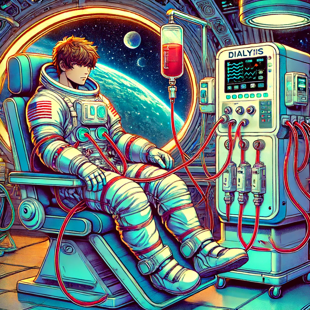 Illustration by Superinnovators x AI. Article: Would your kidneys survive a roundtrip to Mars?