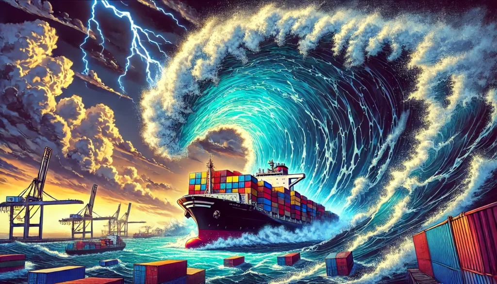 Illustration by Superinnovators x AI. Article: Tool predicts rogue waves at sea up to 5 minutes in advance