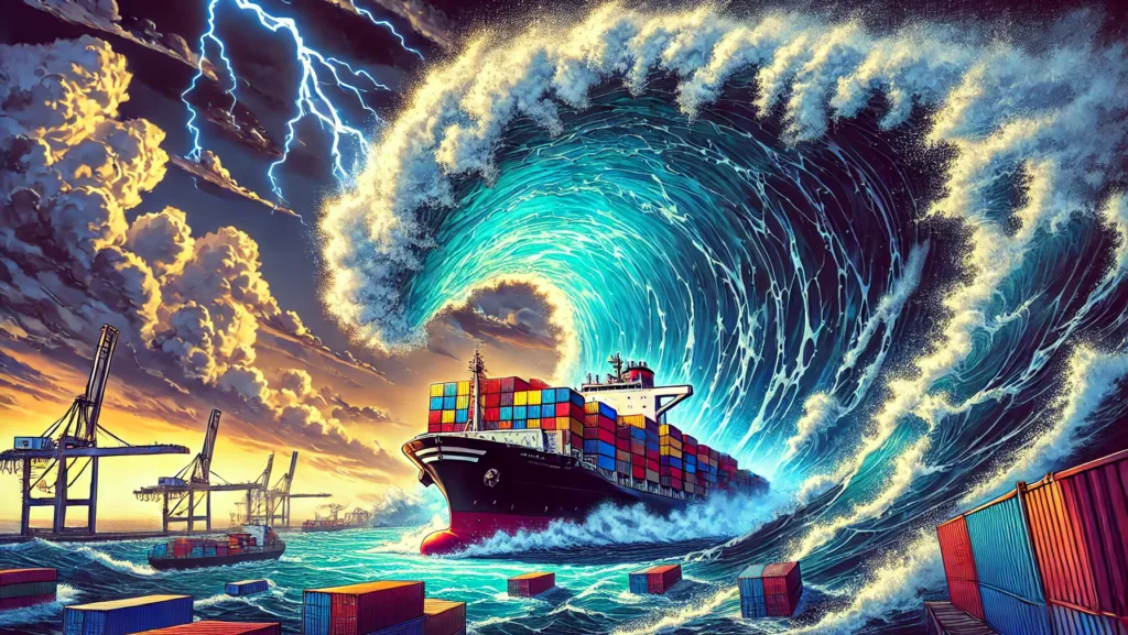 Illustration by Superinnovators x AI. Article: Tool predicts rogue waves at sea up to 5 minutes in advance