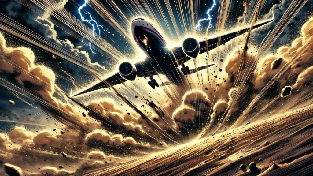 Illustration by Superinnovators x AI. Engine wear risk as planes swallow more dust waiting to land