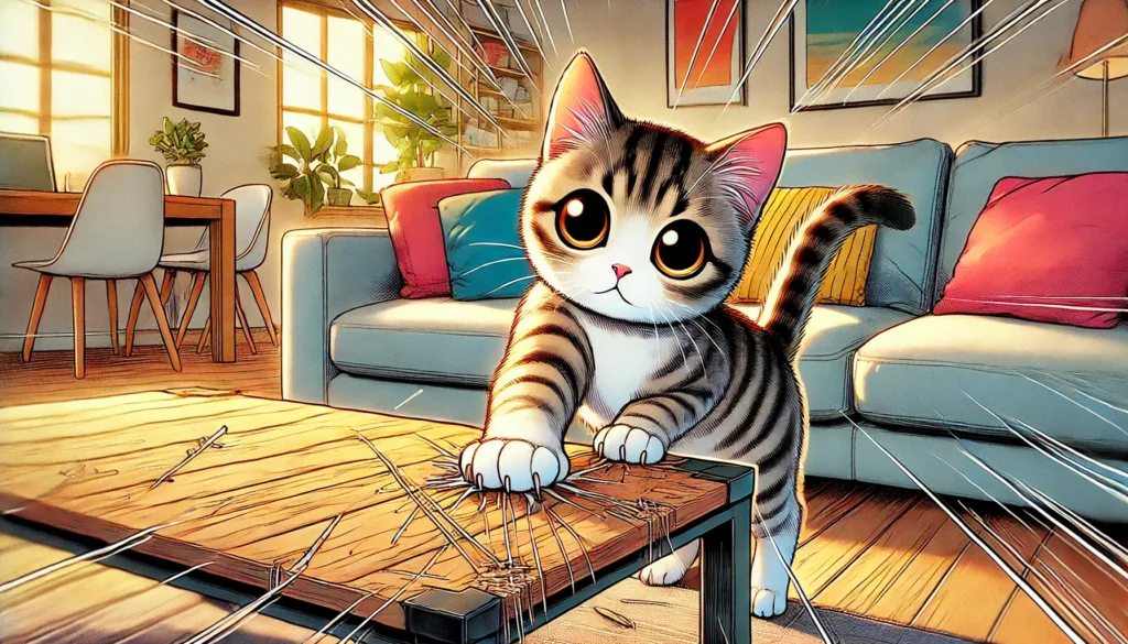 Illustration by Superinnovators x AI. Article: Scientists pinpoint strategies that could stop cats from scratching your furniture