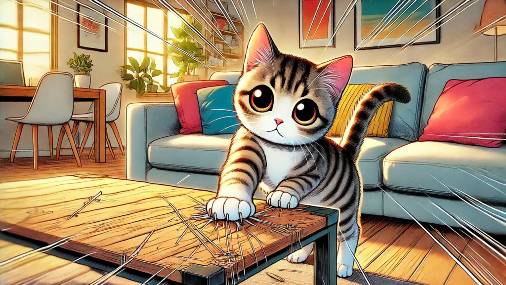 Illustration by Superinnovators x AI. Article: Scientists pinpoint strategies that could stop cats from scratching your furniture