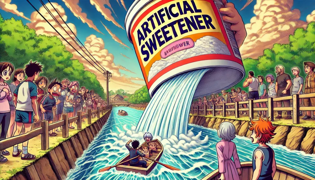 Illustration by Superinnovators x AI. Article: Study reveals environmental impact of artificial sweeteners