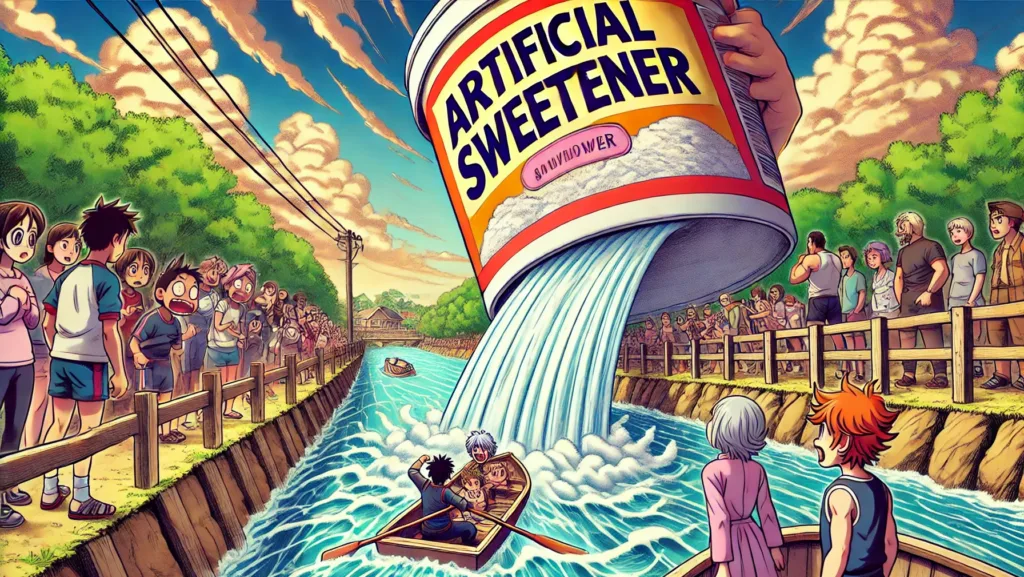 Illustration by Superinnovators x AI. Article: Study reveals environmental impact of artificial sweeteners