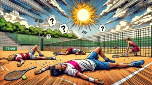 Illustration by Superinnovators x AI. Article: Preventing heat stroke in tennis: Insights into the heat environments of tennis courts