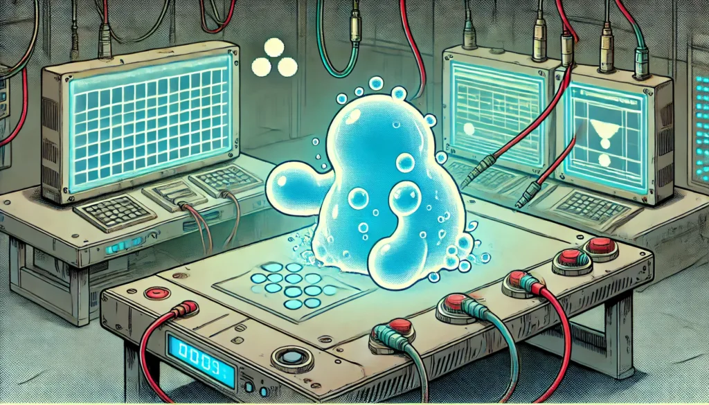 Illustration by Superinnovators x AI. Article: Pong prodigy: Hydrogel material shows unexpected learning abilities 