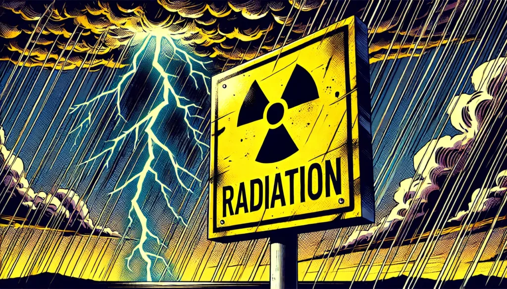 Illustration by Superinnovators x AI. Article: Most tropical lightning storms are radioactive