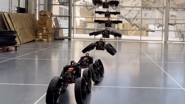 The rotors are also the wheels on this morphobot